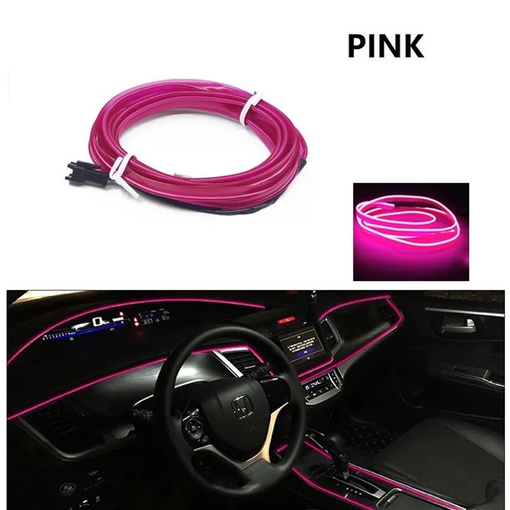 Car Interior LED Ambient Light Strips Cold Light Dashboard Console Decor With USB Or Cigarette Plug 10