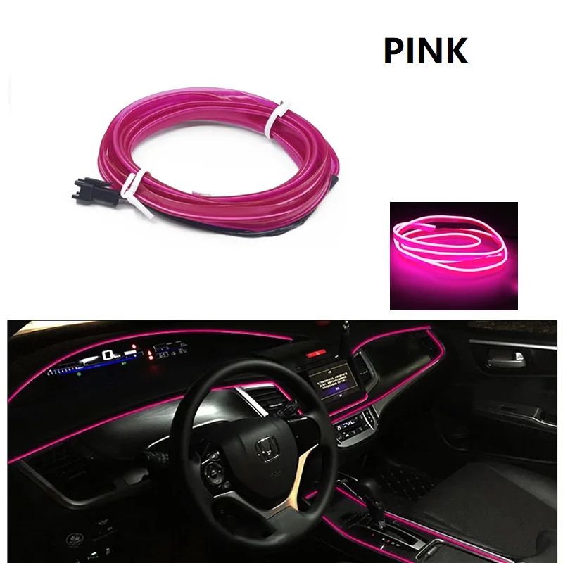 Car Interior LED Ambient Light Strips Cold Light Dashboard Console Decor With USB Or Cigarette Plug 10