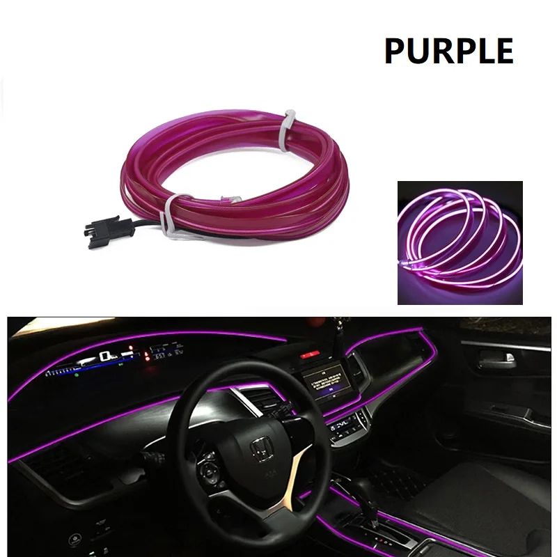Car Interior LED Ambient Light Strips Cold Light Dashboard Console Decor With USB Or Cigarette Plug 14