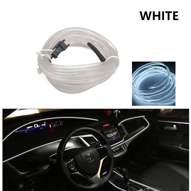 Car Interior LED Ambient Light Strips Cold Light Dashboard Console Decor With USB Or Cigarette Plug 15