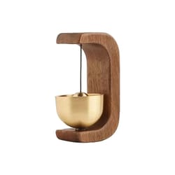 magnetic wind bell door chime with copper bell, beech & walnut wood decor for home & car reminder ornament