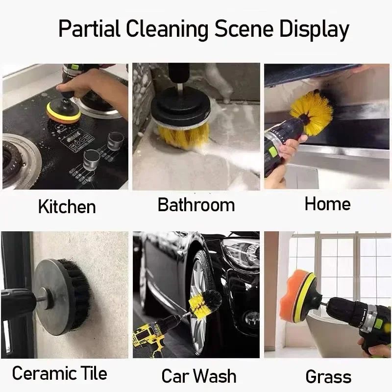 Electric Drill Scrubber Brush Kit Nylon Power Cleaning Brushes For Carpet Glass Car Tires 24 In 2