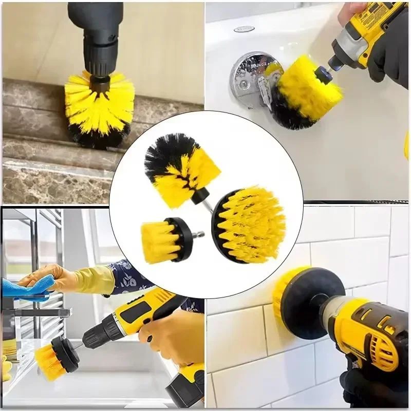 Electric Drill Scrubber Brush Kit Nylon Power Cleaning Brushes For Carpet Glass Car Tires 24 In 3