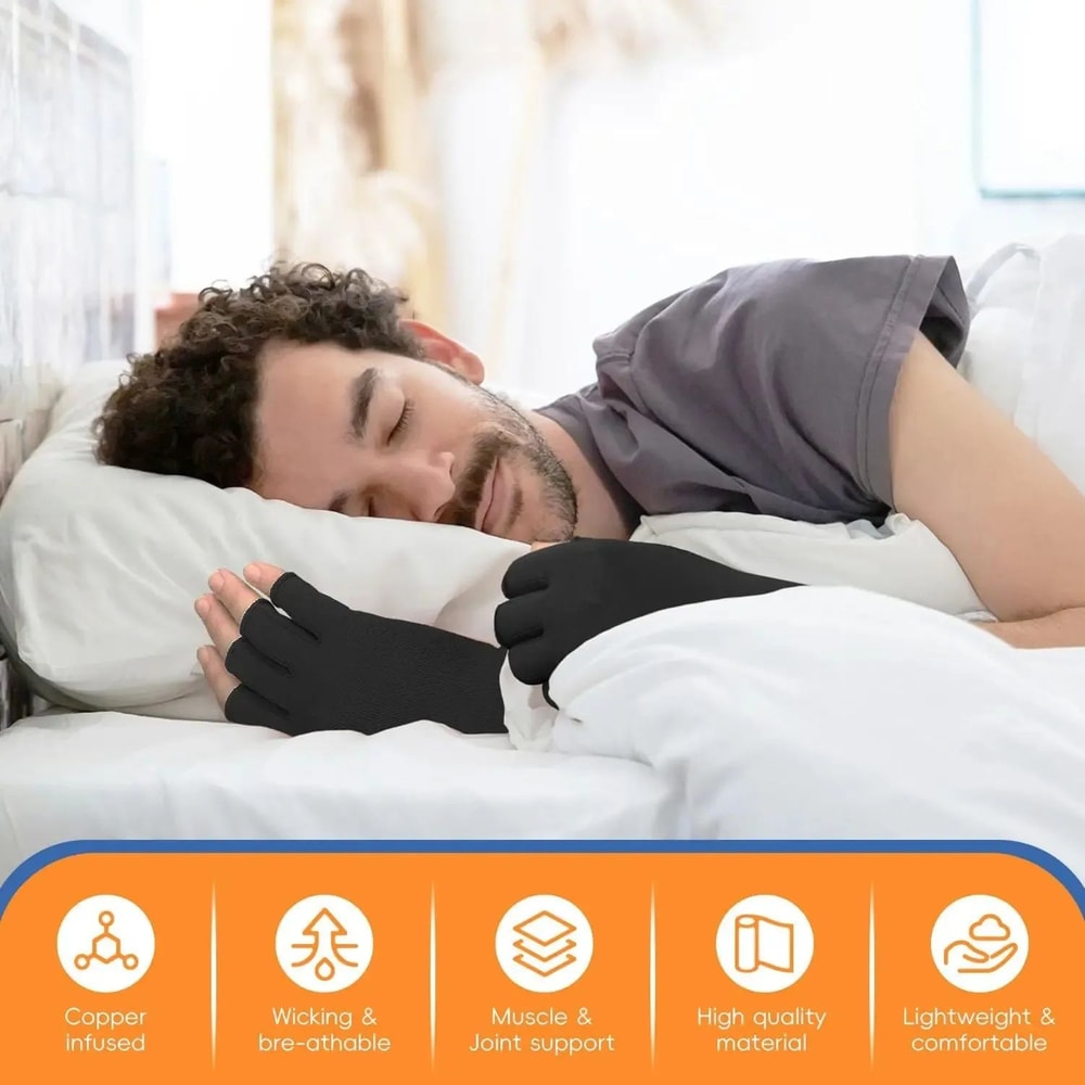 Copper Infused Compression Arthritis Gloves Fingerless For Hand Finger Pain Relief Carpal Tunnel S 1