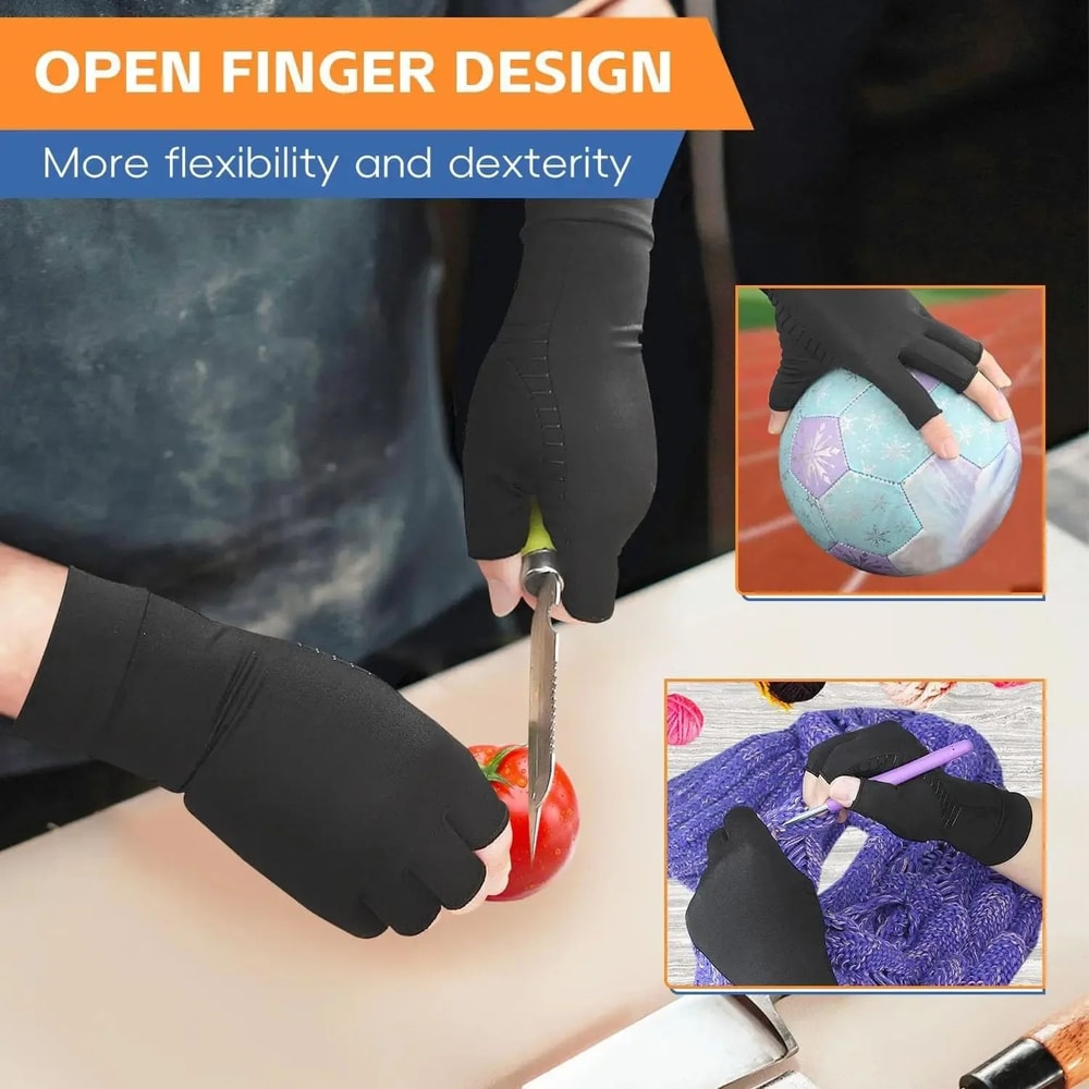 Copper Infused Compression Arthritis Gloves Fingerless For Hand Finger Pain Relief Carpal Tunnel S 2