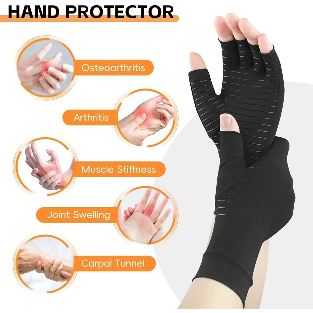 Copper Infused Compression Arthritis Gloves Fingerless For Hand Finger Pain Relief Carpal Tunnel S 3