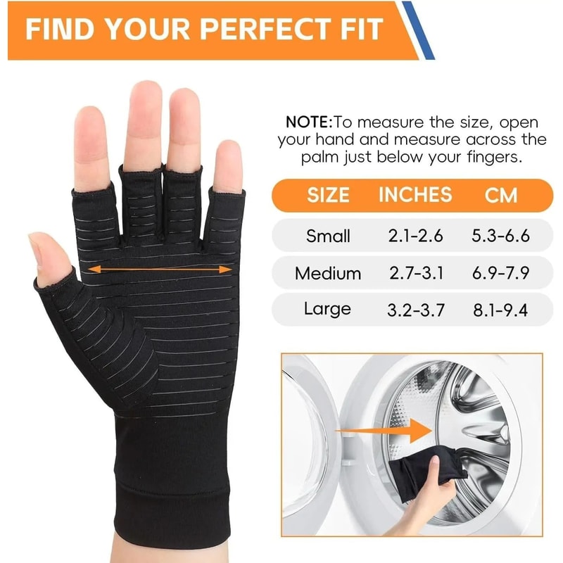 Copper Infused Compression Arthritis Gloves Fingerless For Hand Finger Pain Relief Carpal Tunnel S 4