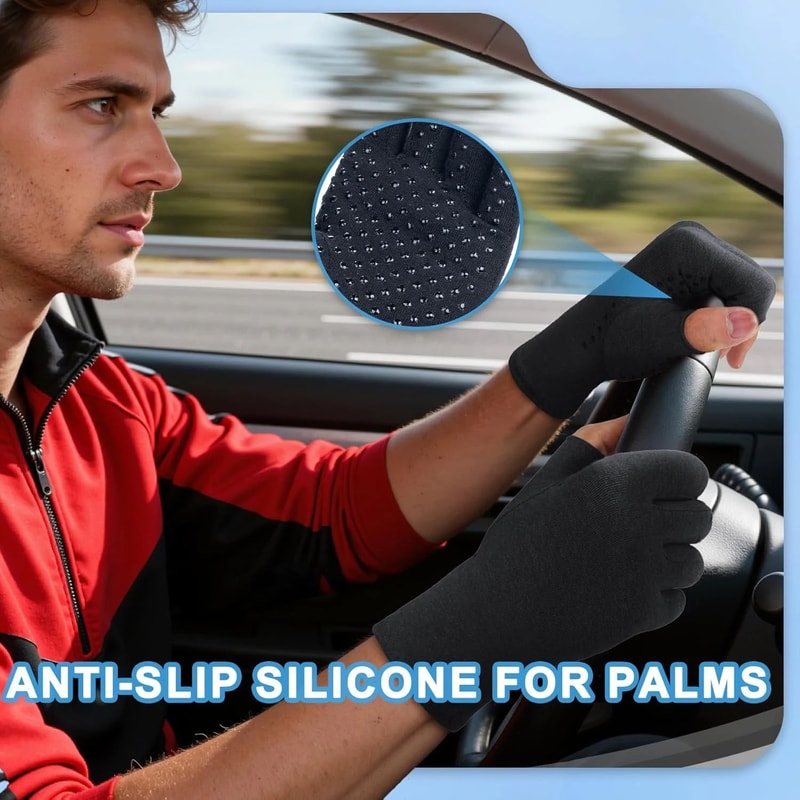 Compression Arthritis Gloves With Wrist Support Brace AntiSlip Work Gloves For Carpal Tunnel Pain R 2