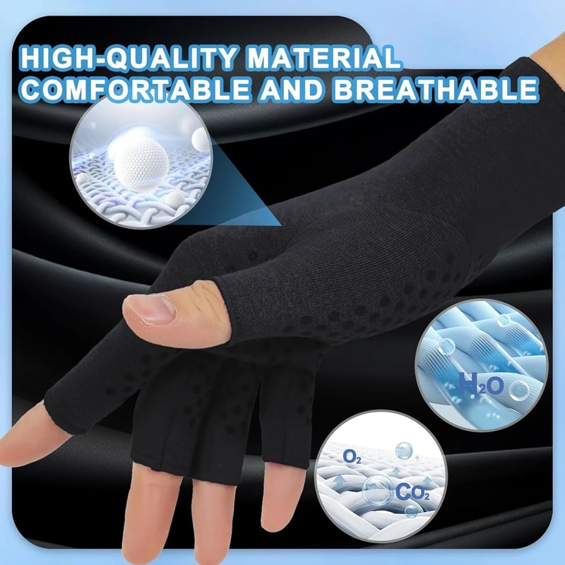 Compression Arthritis Gloves With Wrist Support Brace AntiSlip Work Gloves For Carpal Tunnel Pain R 4