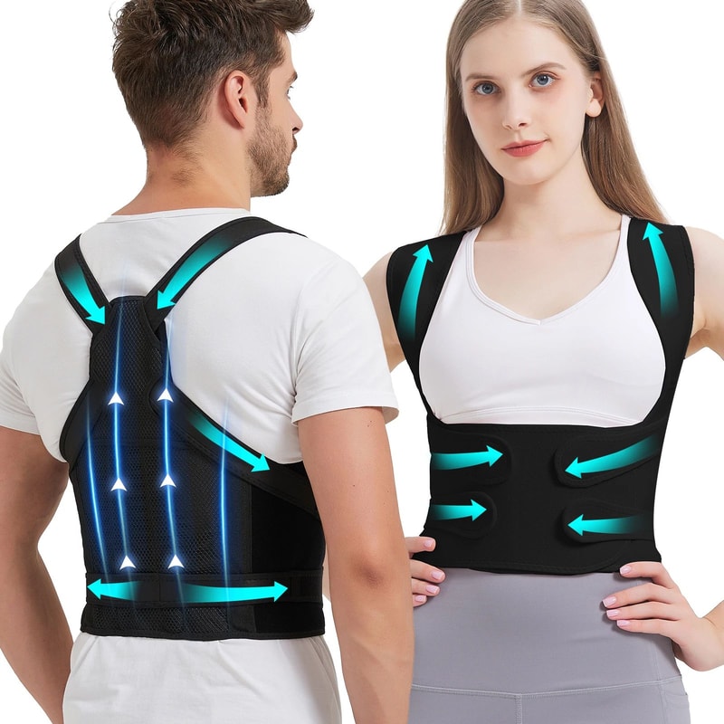 Adjustable Full Back Brace Posture Corrector For Men Women Shoulder Straightener Support 6