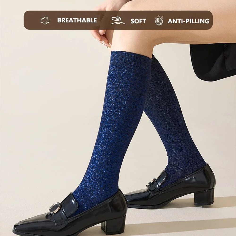 Womens Glitter Calf Socks Sparkly Metallic Casual Retro Socks Bright Novelty Ankle Socks 15 Pairs 0