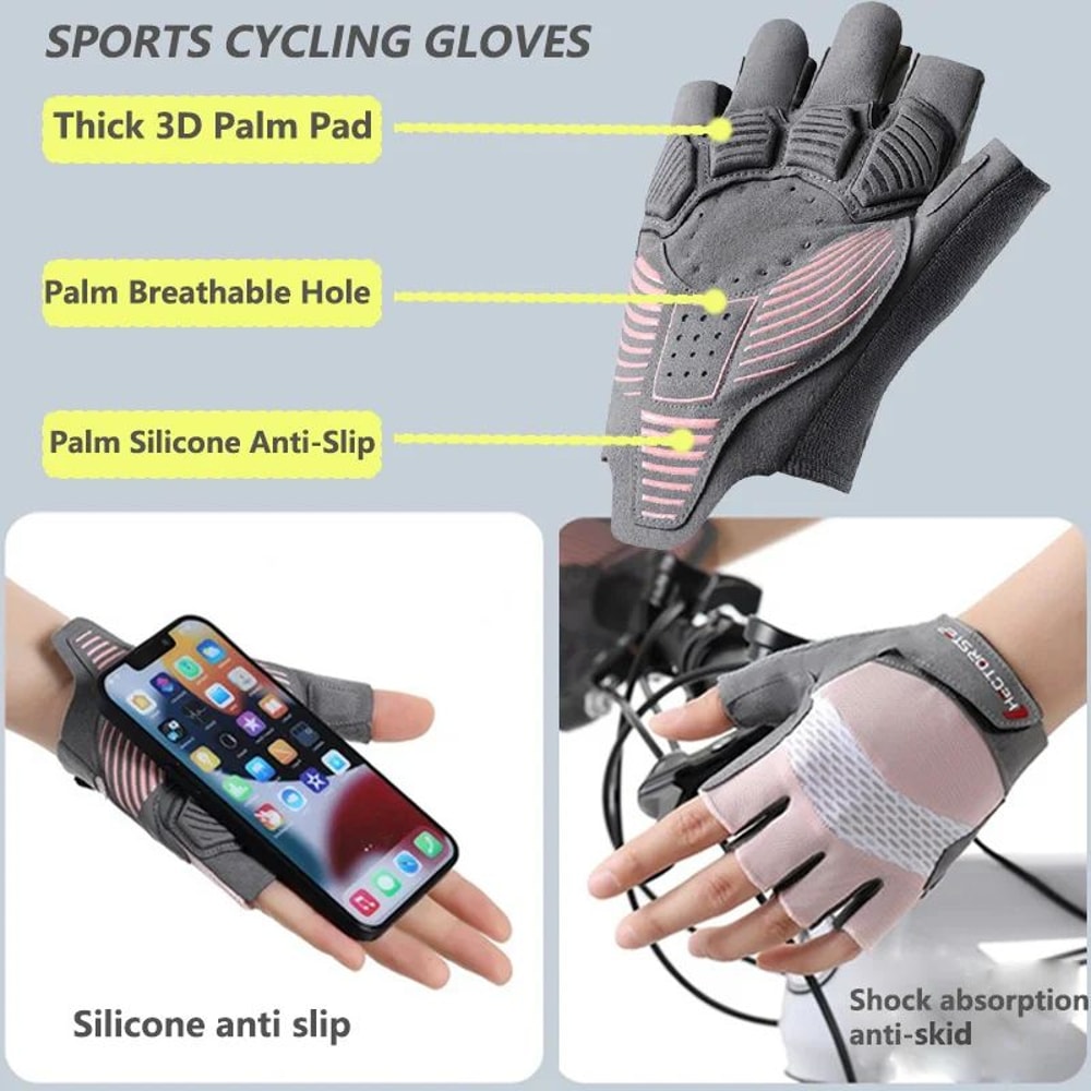 Breathable AntiSlip Cycling Gloves HalfFinger Padded For Outdoor Sports Riding Running Gym Fitness 2