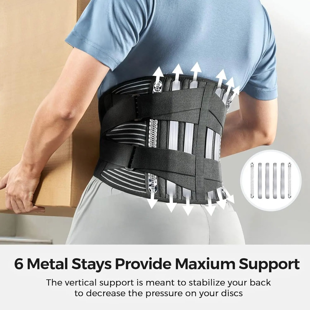 Breathable Sports Back Brace Lower Back Pain Relief Lumbar Support Belt With 6 Stays AntiSkid 1