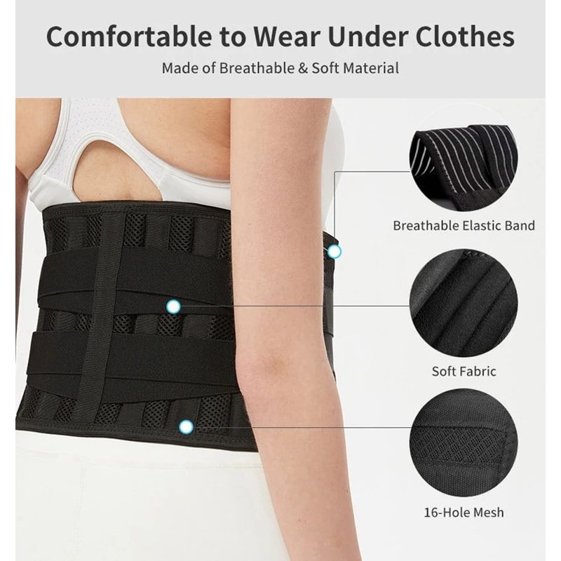 Breathable Sports Back Brace Lower Back Pain Relief Lumbar Support Belt With 6 Stays AntiSkid 3