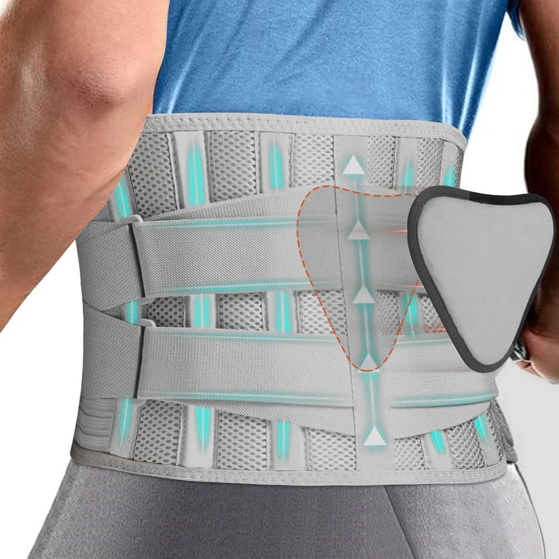 Breathable Sports Back Brace Lower Back Pain Relief Lumbar Support Belt With 6 Stays AntiSkid 7