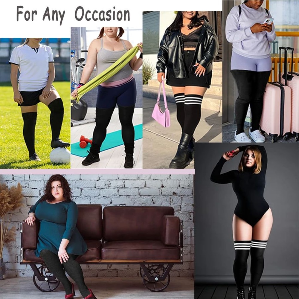 Fashion Plus Size Over Knee Socks For Women Solid Knee High Warmers Stretchy MultiColor 5