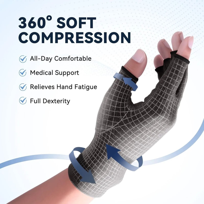Fingerless Arthritis Compression Gloves For Men Women Hand Thumb Support Carpal Tunnel Relief 2