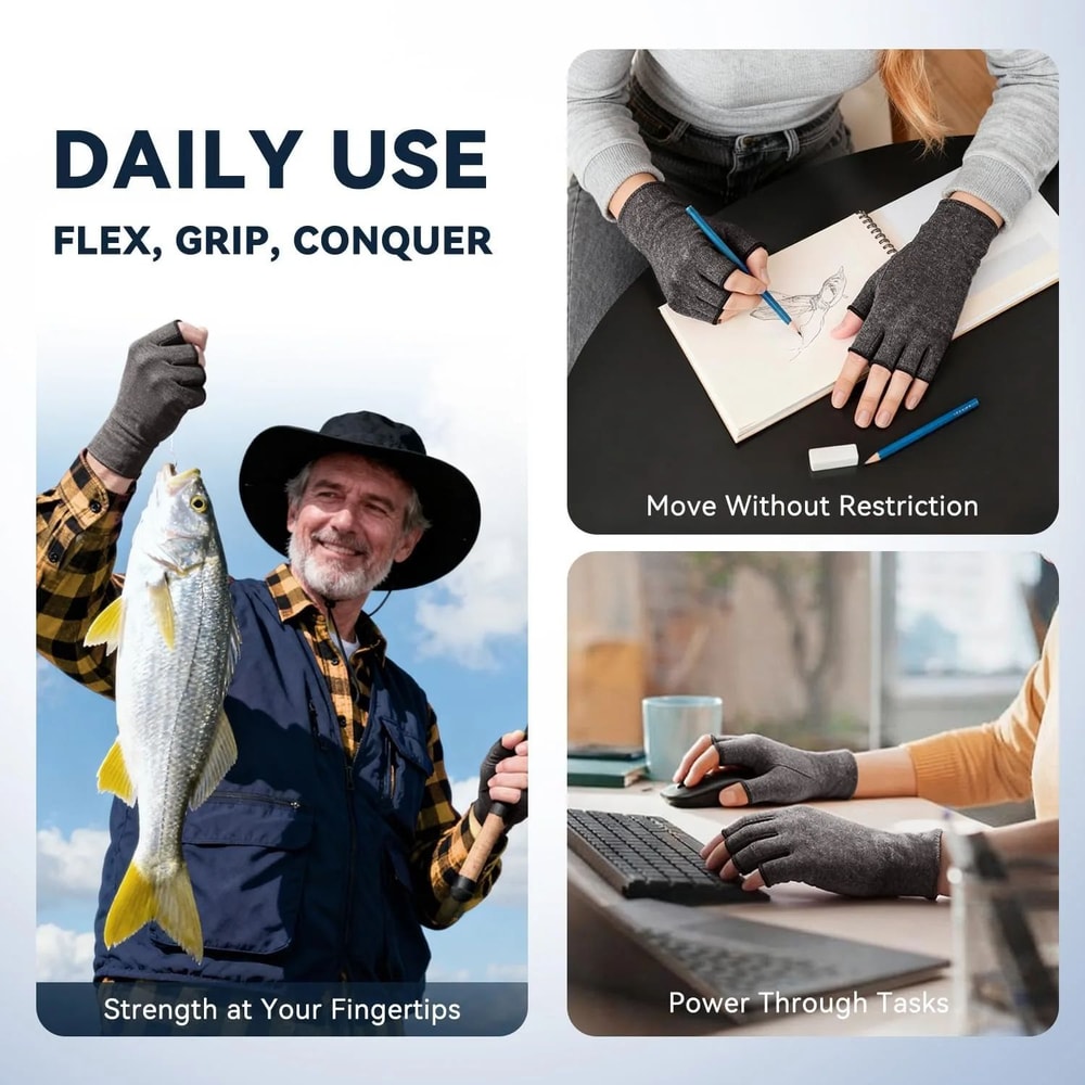 Fingerless Arthritis Compression Gloves For Men Women Hand Thumb Support Carpal Tunnel Relief 3