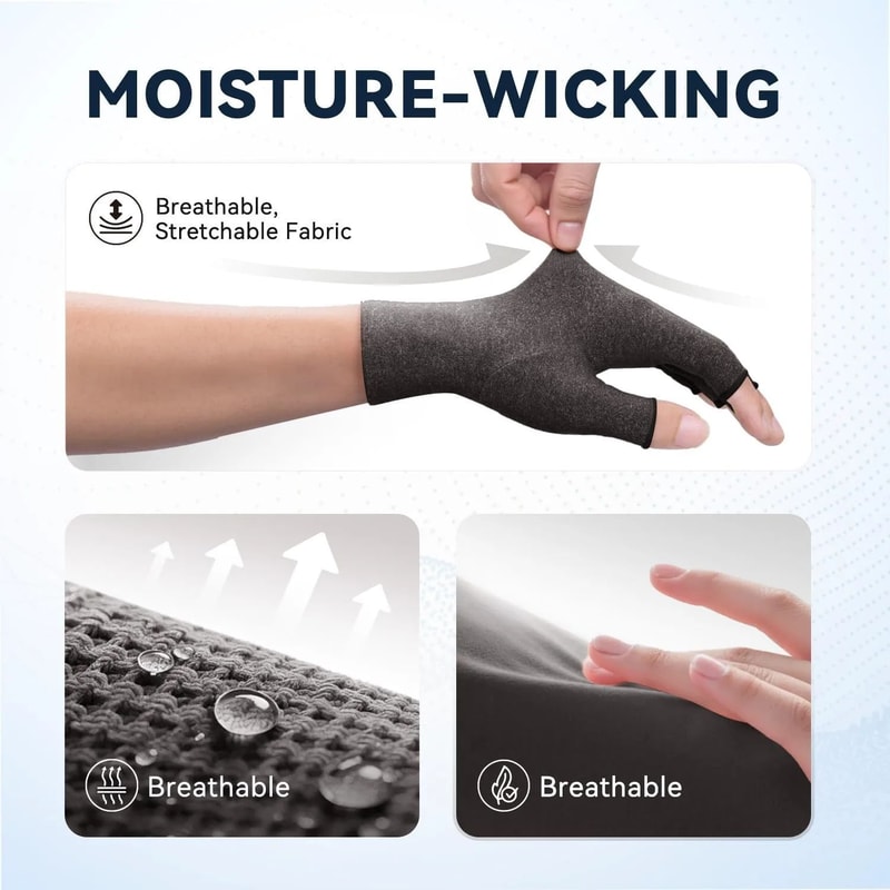 Fingerless Arthritis Compression Gloves For Men Women Hand Thumb Support Carpal Tunnel Relief 4