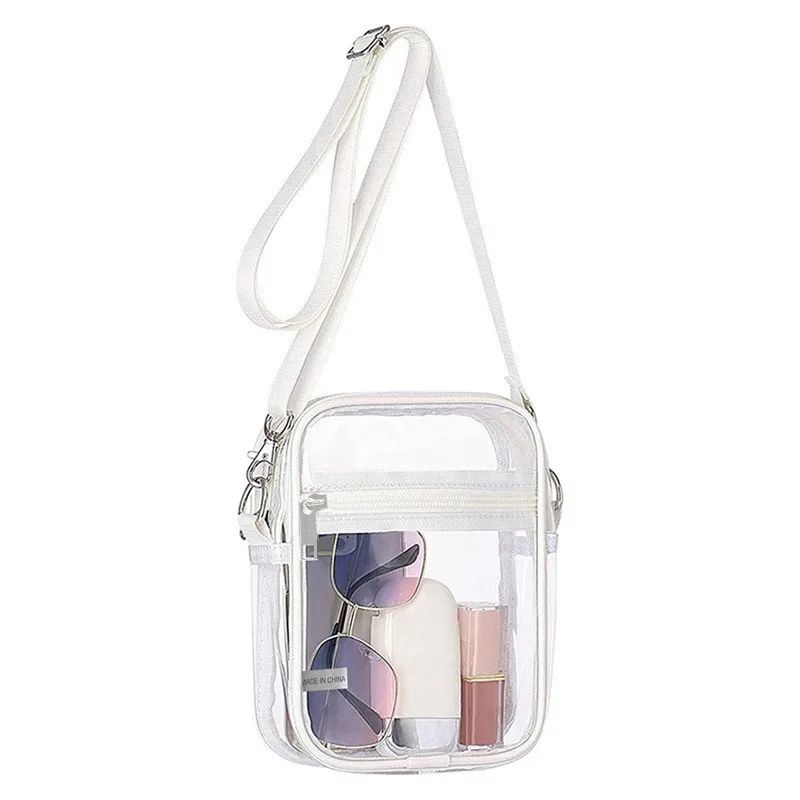 Transparent Clear Crossbody Bag PVC Concert Sports One Shoulder Messenger Bag Adjustable Zipper 4
