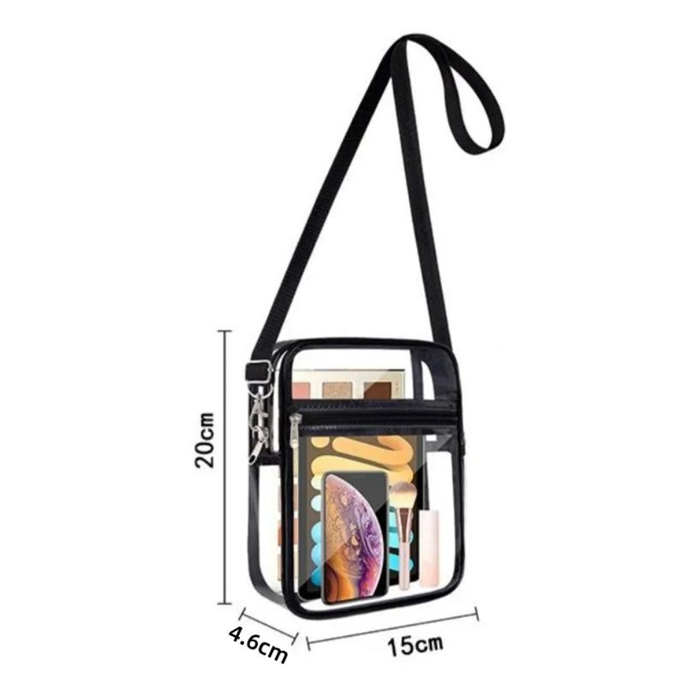 Transparent Clear Crossbody Bag PVC Concert Sports One Shoulder Messenger Bag Adjustable Zipper 5
