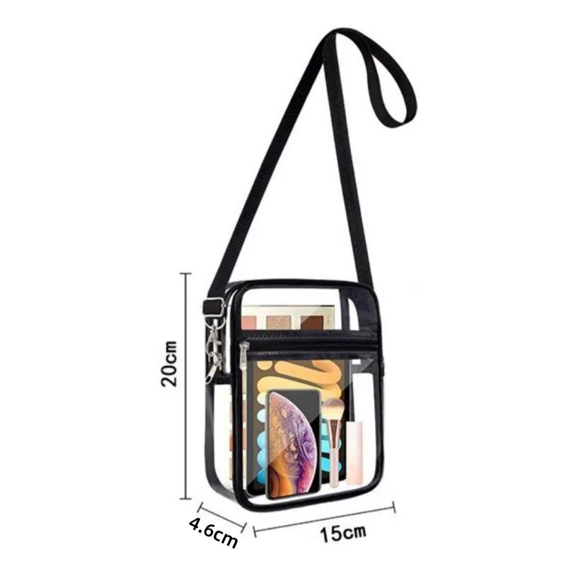 Transparent Clear Crossbody Bag PVC Concert Sports One Shoulder Messenger Bag Adjustable Zipper 5