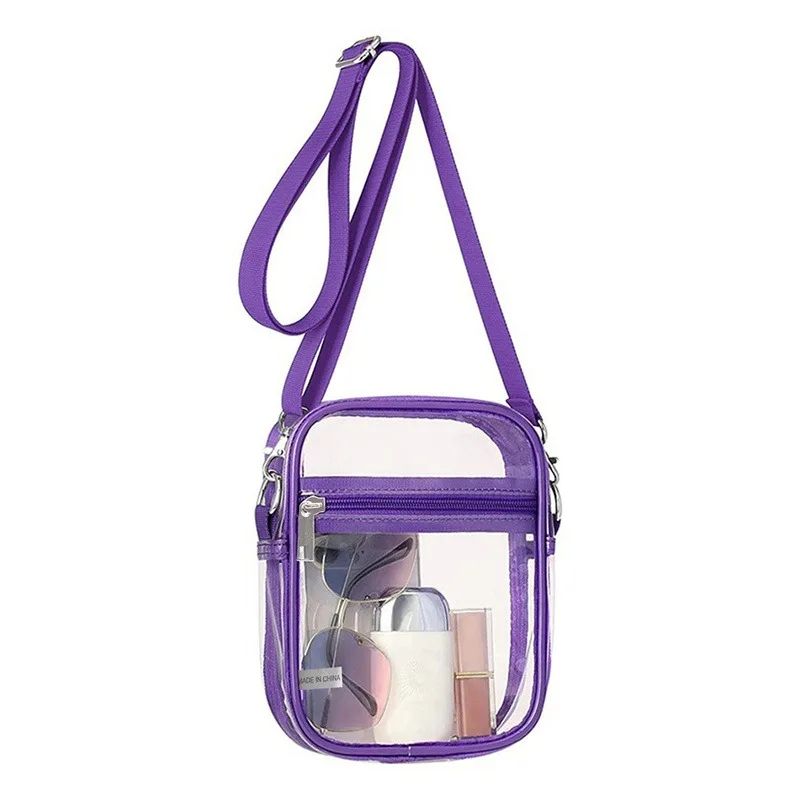 Transparent Clear Crossbody Bag PVC Concert Sports One Shoulder Messenger Bag Adjustable Zipper 7