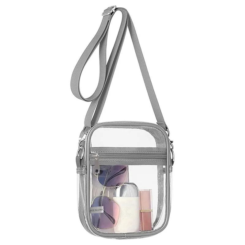 Transparent Clear Crossbody Bag PVC Concert Sports One Shoulder Messenger Bag Adjustable Zipper 8