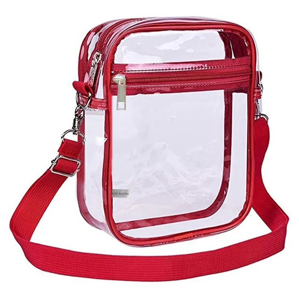 Transparent Clear Crossbody Bag PVC Concert Sports One Shoulder Messenger Bag Adjustable Zipper 9