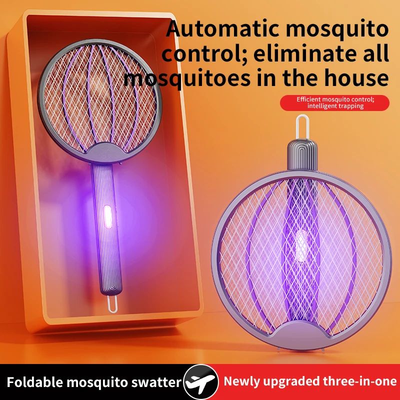 Foldable Electric Mosquito Swatter 3in1 Rechargeable AntiMosquito Lamp WallMounted Killer 0