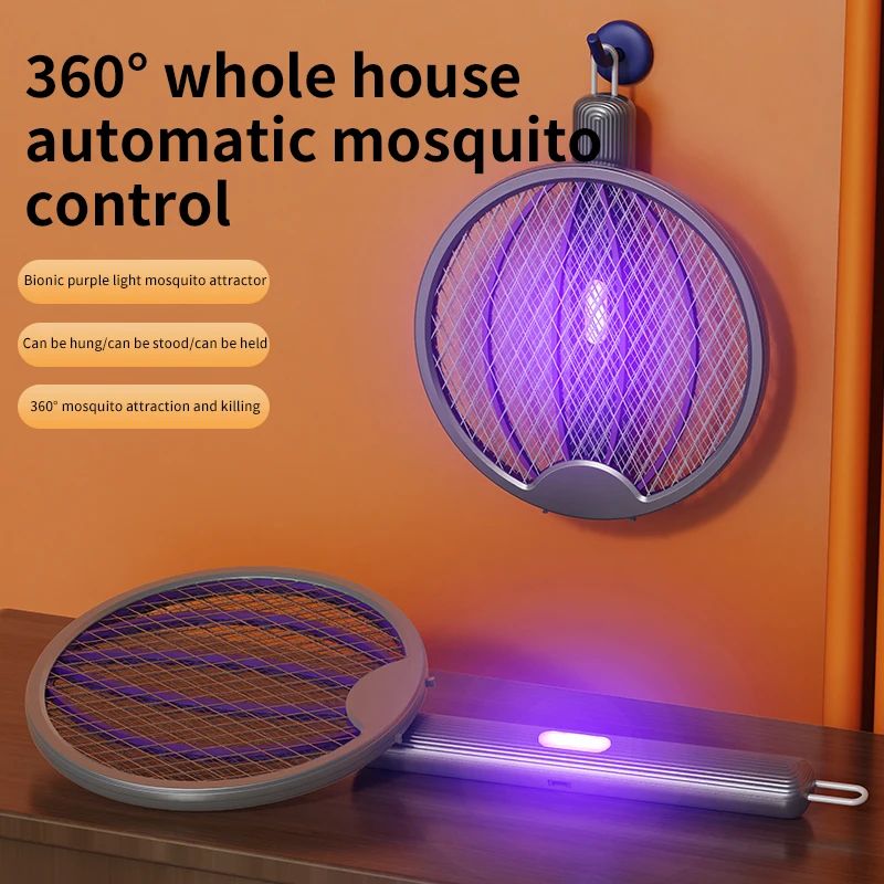 Foldable Electric Mosquito Swatter 3in1 Rechargeable AntiMosquito Lamp WallMounted Killer 2