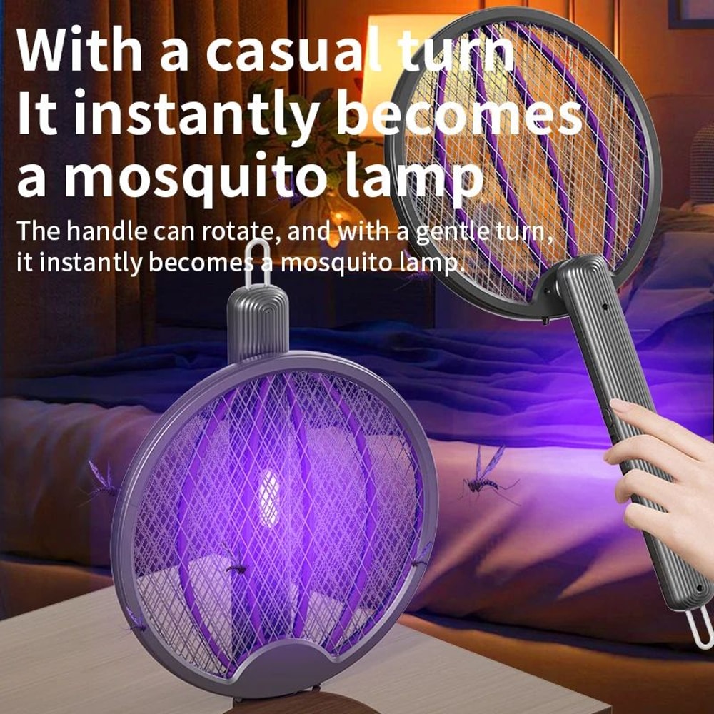 Foldable Electric Mosquito Swatter 3in1 Rechargeable AntiMosquito Lamp WallMounted Killer 4