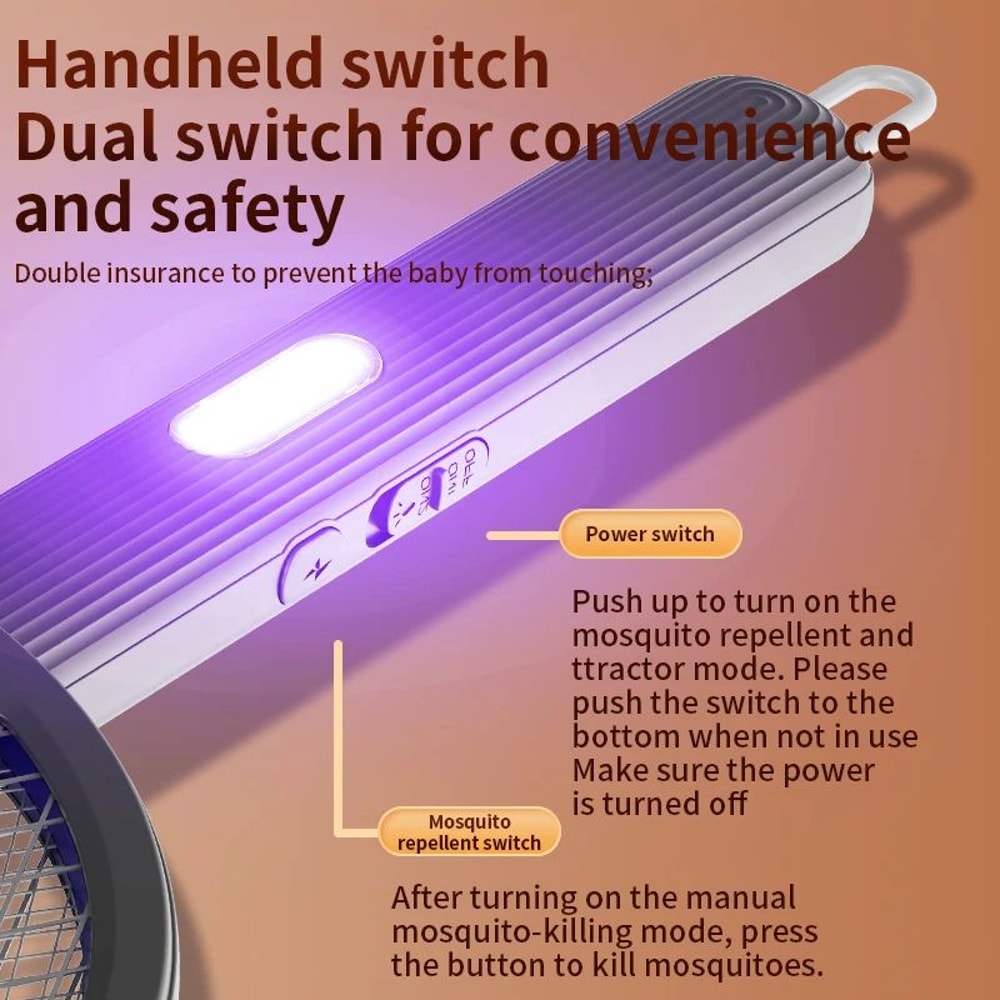 Foldable Electric Mosquito Swatter 3in1 Rechargeable AntiMosquito Lamp WallMounted Killer 5