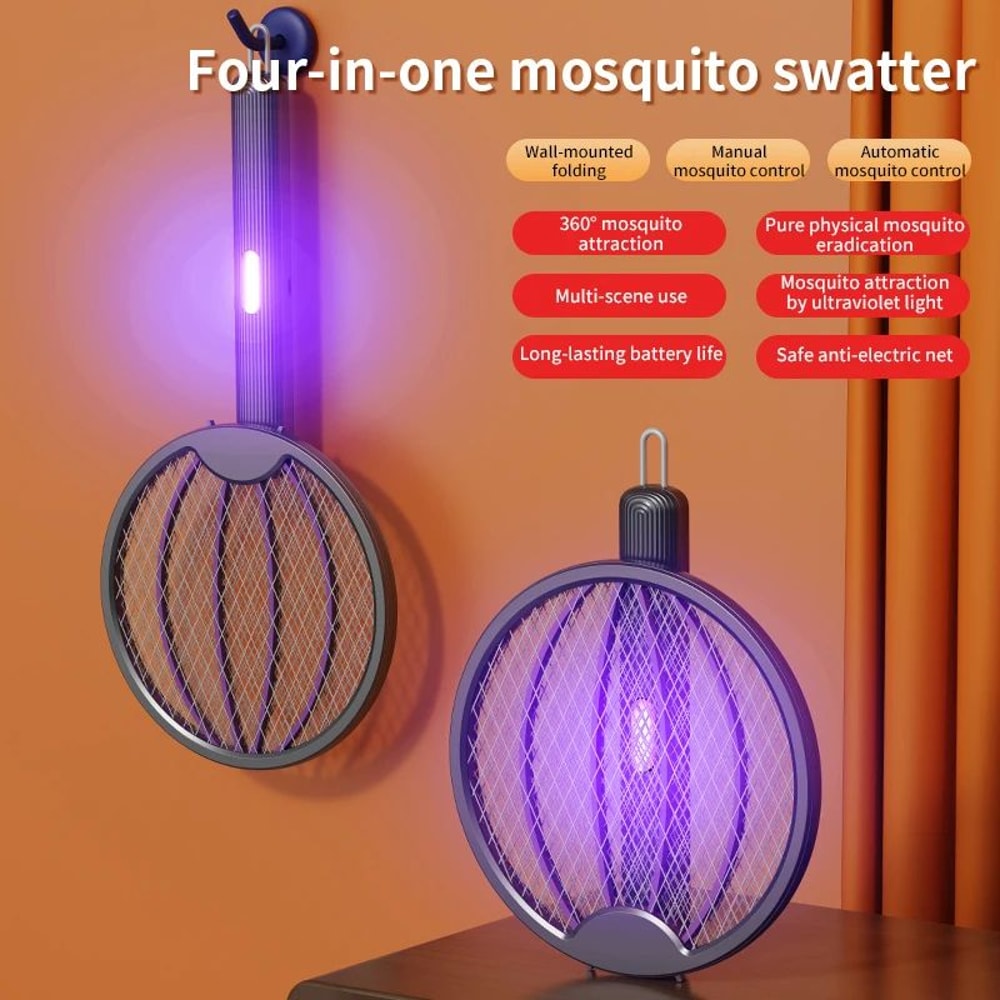 Foldable Electric Mosquito Swatter 3in1 Rechargeable AntiMosquito Lamp WallMounted Killer 6