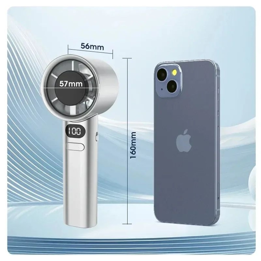 Mini Handheld Fan Quiet Portable Fan 4Speed Adjustable Airflow With Power Display Rechargeable 4