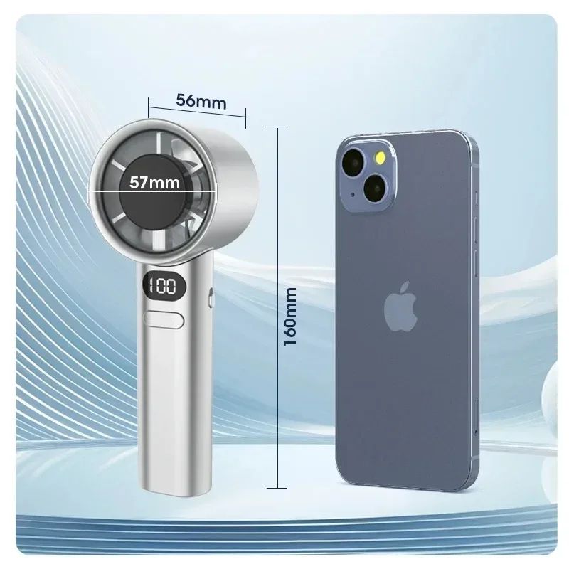 Mini Handheld Fan Quiet Portable Fan 4Speed Adjustable Airflow With Power Display Rechargeable 4