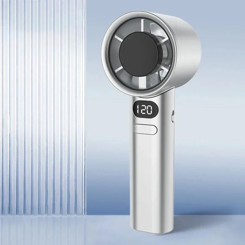 Mini Handheld Fan Quiet Portable Fan 4Speed Adjustable Airflow With Power Display Rechargeable 6