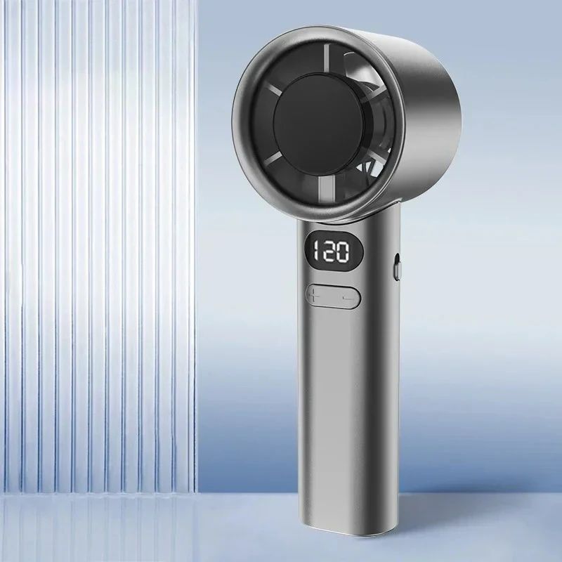 Mini Handheld Fan Quiet Portable Fan 4Speed Adjustable Airflow With Power Display Rechargeable 7