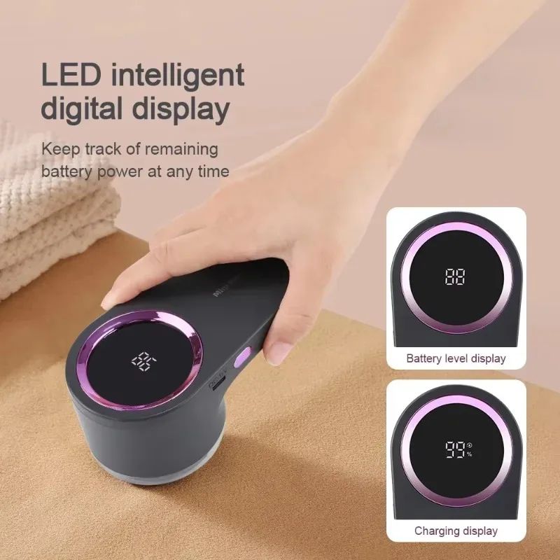 Portable Electric Lint Remover USB Rechargeable Sweater Shaver With LED Display Clothes Fabric Trim 4