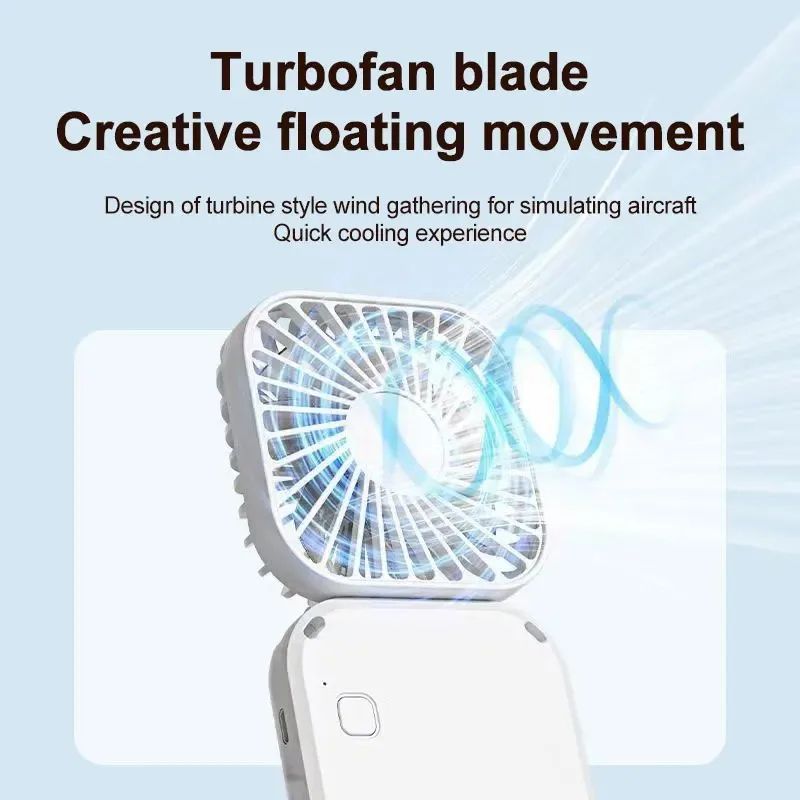 Mini Handheld Fan Foldable 3in1 Neck Desk Fan USB Rechargeable Quiet Turbine Portable Cooling 3
