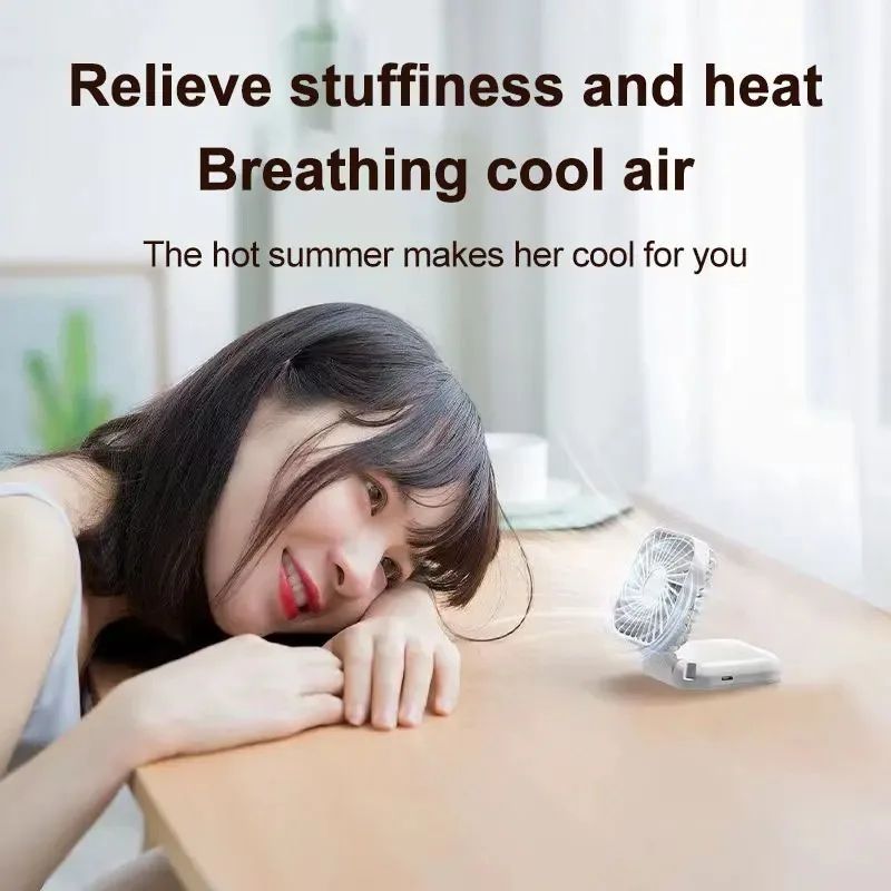 Mini Handheld Fan Foldable 3in1 Neck Desk Fan USB Rechargeable Quiet Turbine Portable Cooling 4