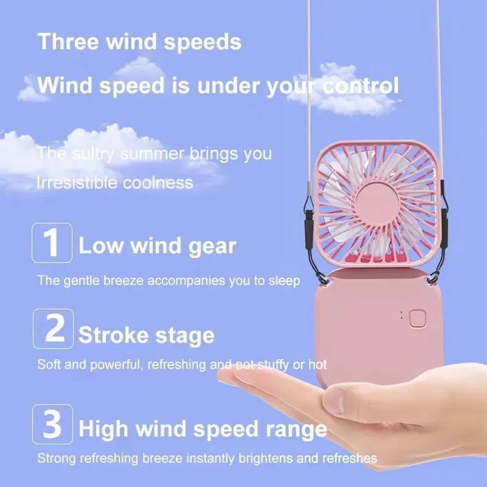 Mini Handheld Fan Foldable 3in1 Neck Desk Fan USB Rechargeable Quiet Turbine Portable Cooling 6