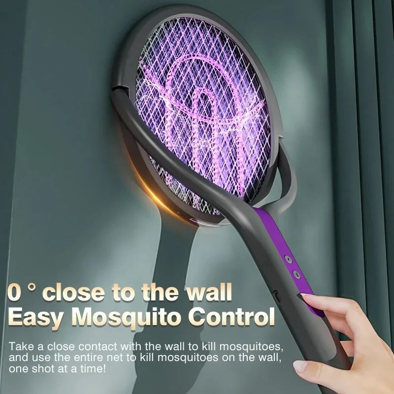 2800V Electric Mosquito Swatter Rechargeable Mosquito Racket With Extension Handle 5Layer Safety Pr 4