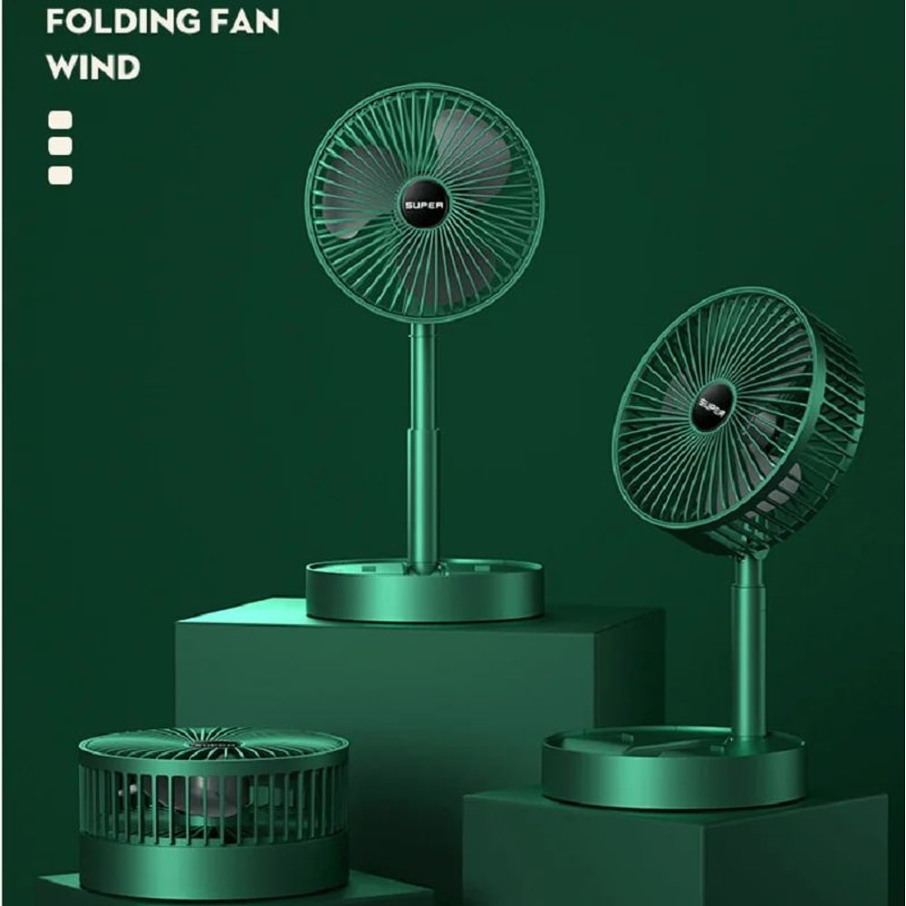 Portable Folding Fan Mini Stand Desktop Floor Air Circulation Fan Adjustable Height Quiet 3Speed 0