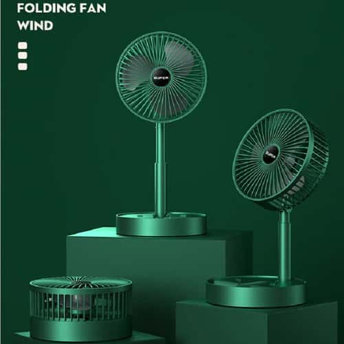 Portable Folding Fan Mini Stand Desktop & Floor Air Circulation Fan Adjustable Height Quiet 3-Speed