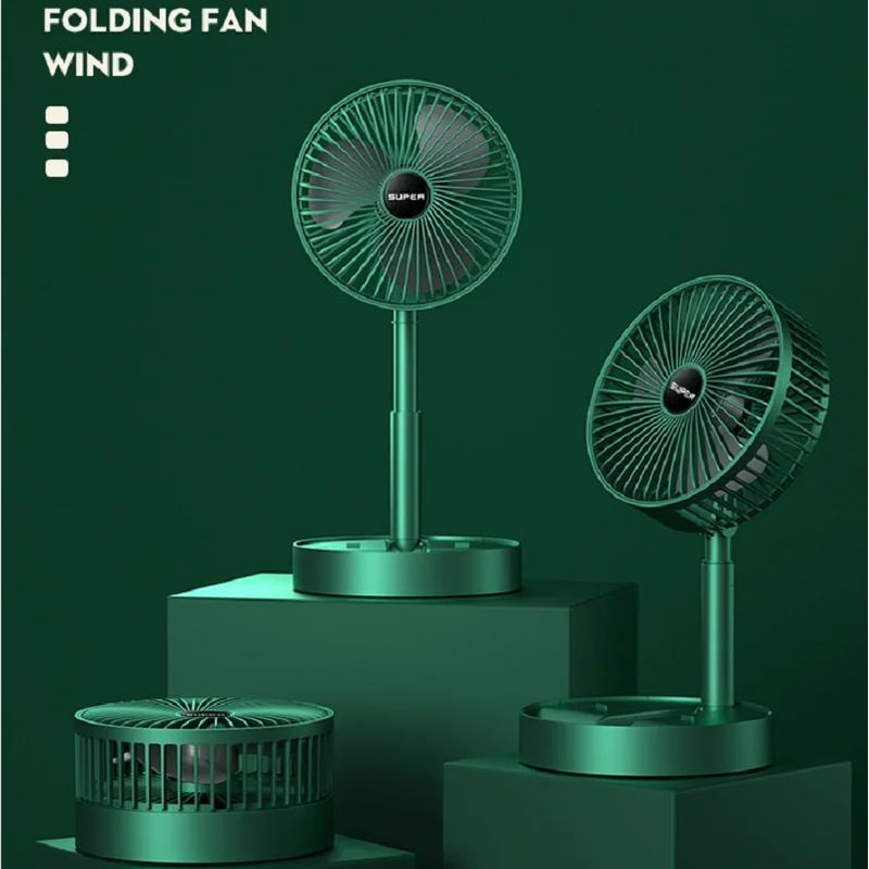 Portable Folding Fan Mini Stand Desktop Floor Air Circulation Fan Adjustable Height Quiet 3Speed 0