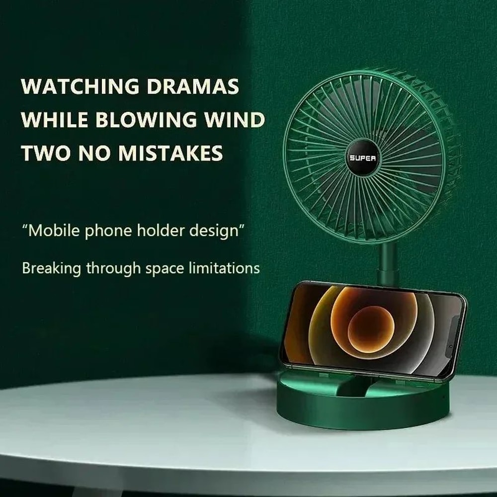 Portable Folding Fan Mini Stand Desktop Floor Air Circulation Fan Adjustable Height Quiet 3Speed 2