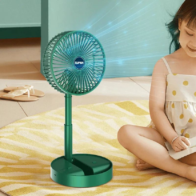 Portable Folding Fan Mini Stand Desktop Floor Air Circulation Fan Adjustable Height Quiet 3Speed 3