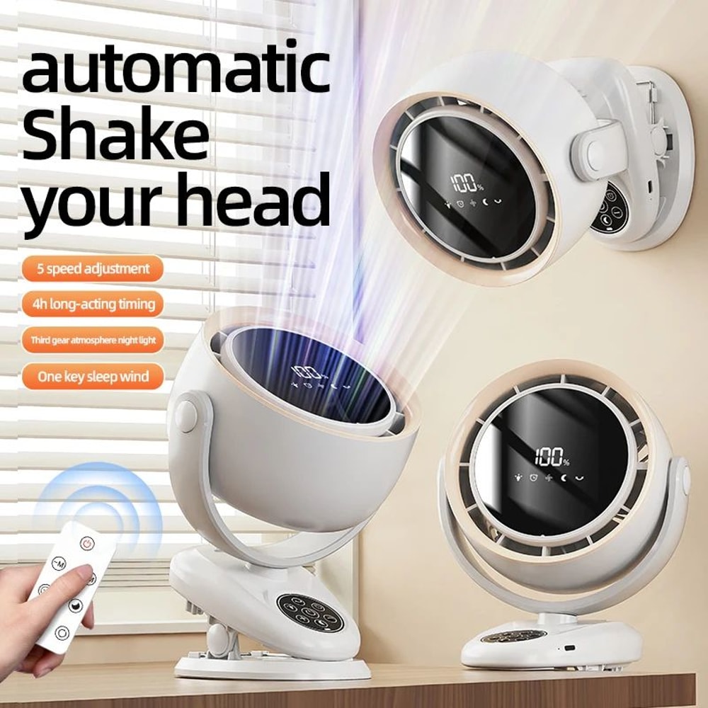 Rechargeable Circulating Clip Fan With Remote Control Mini Desktop Fan With 4000 MAh Battery Nigh 2