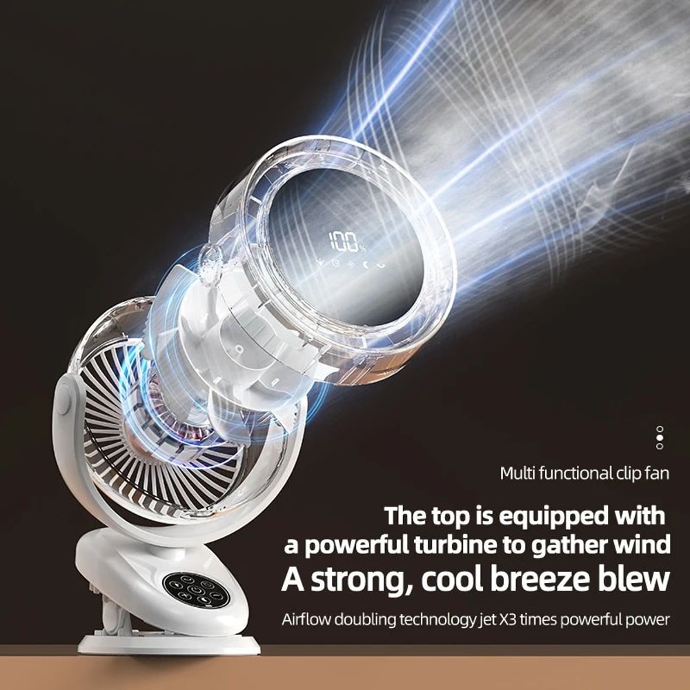 Rechargeable Circulating Clip Fan With Remote Control Mini Desktop Fan With 4000 MAh Battery Nigh 3